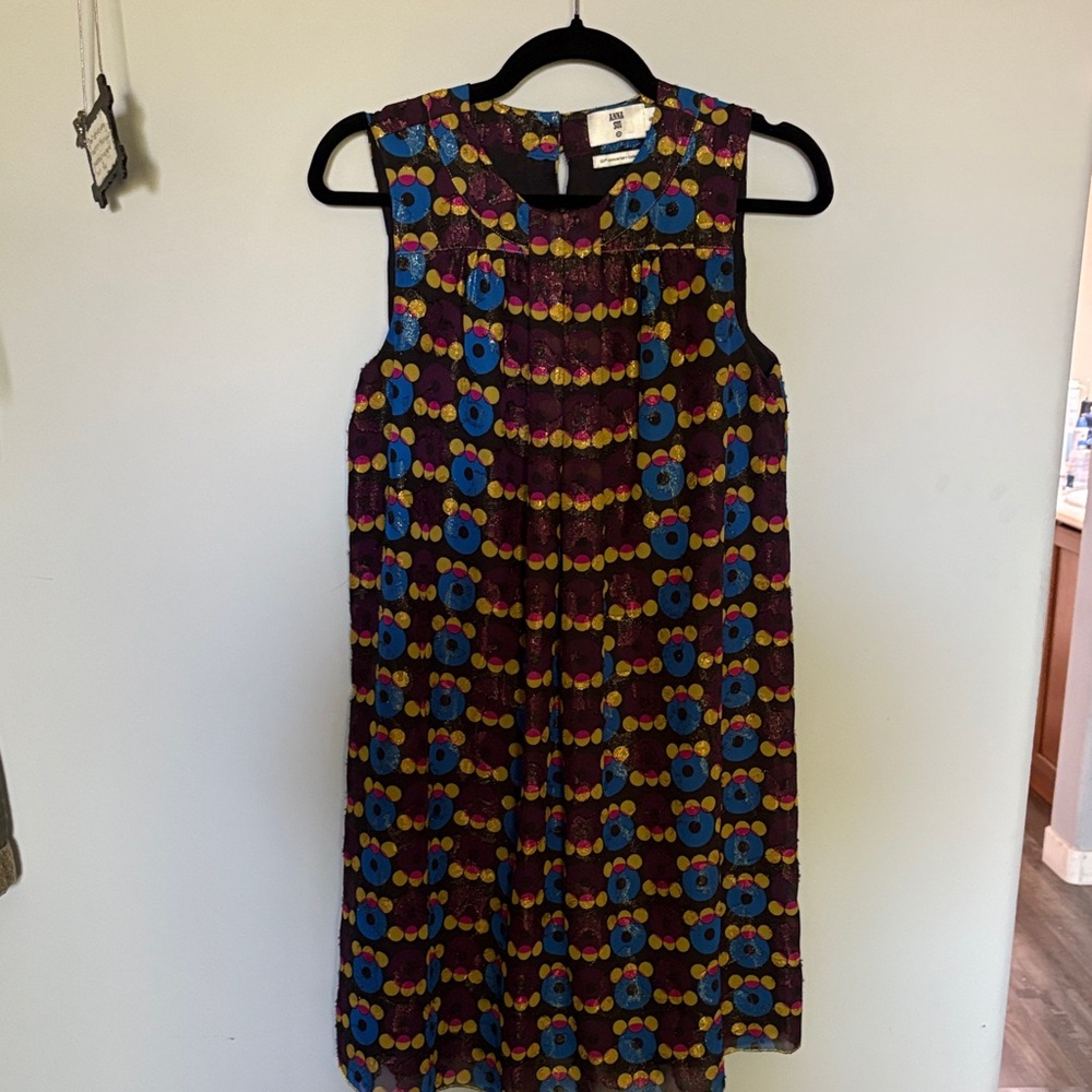 Anna Sui Dress with Blue and Yellow Pattern